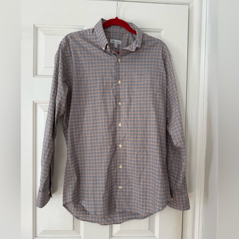 Peter Millar Collared Multicolored Plaid Button D… - image 1